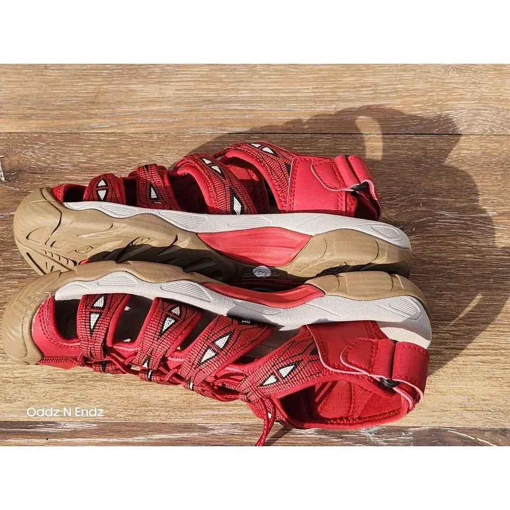 Dannto Womens EU 37 Red Outdoor Sandals With Adjustable Straps &‎ Non-Slip Soles
